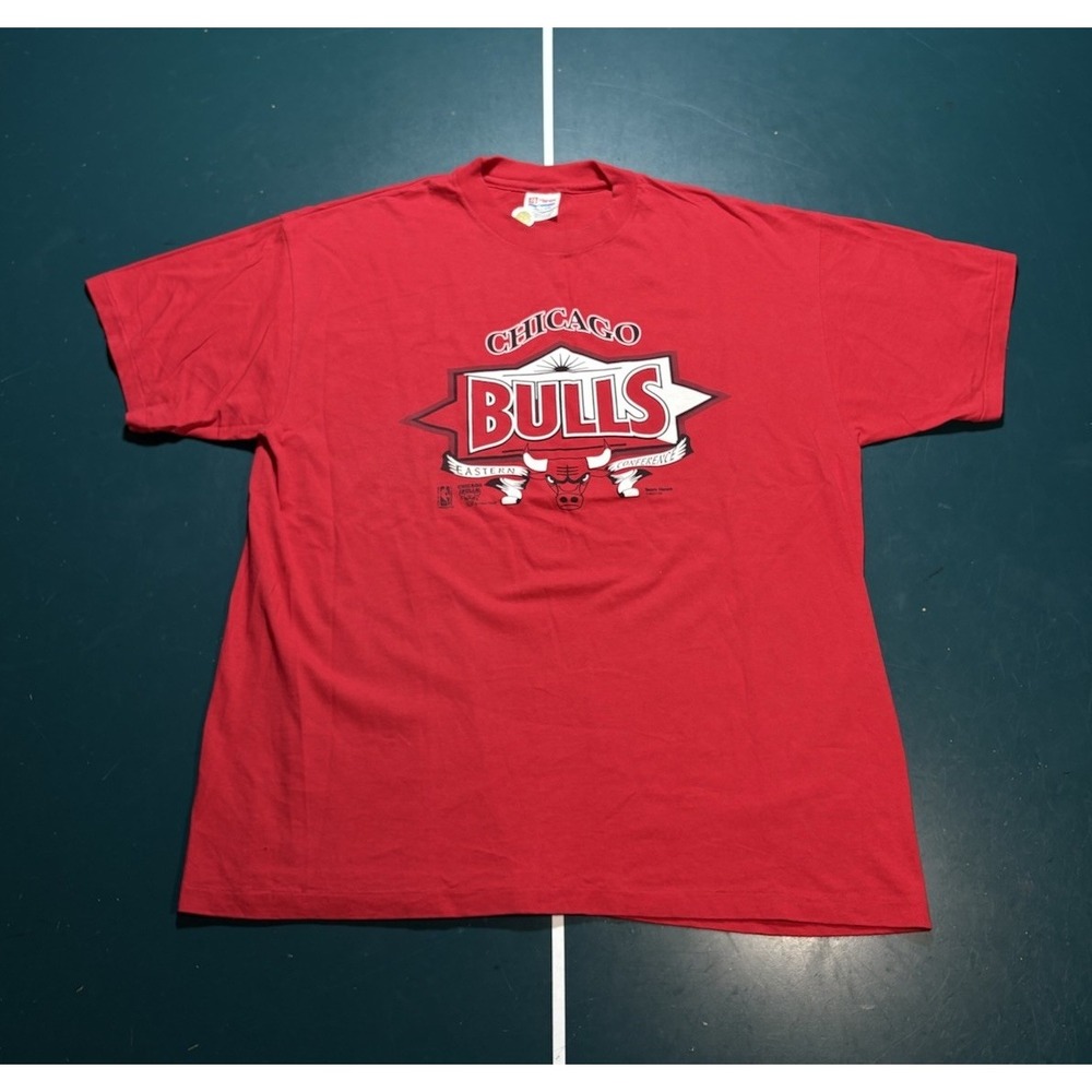 Vintage 90s Chicago Bulls T Shirt Size XL Single‎ Stitch 1994 Red NBA Basketball